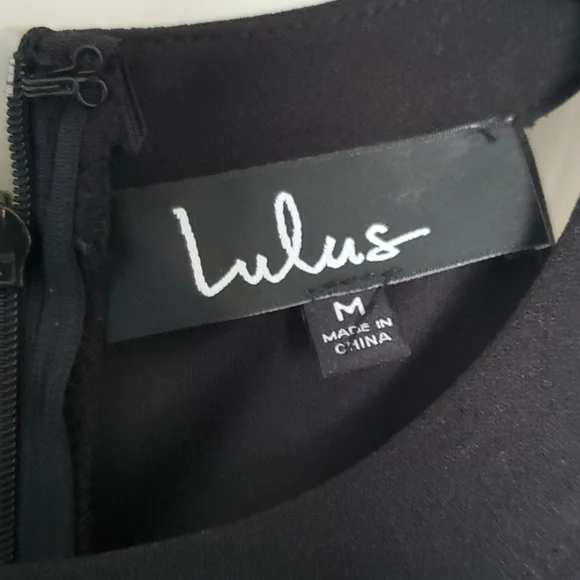 NWT Lulu's Black Dress with Scalloped Edges - Picture 2 of 5